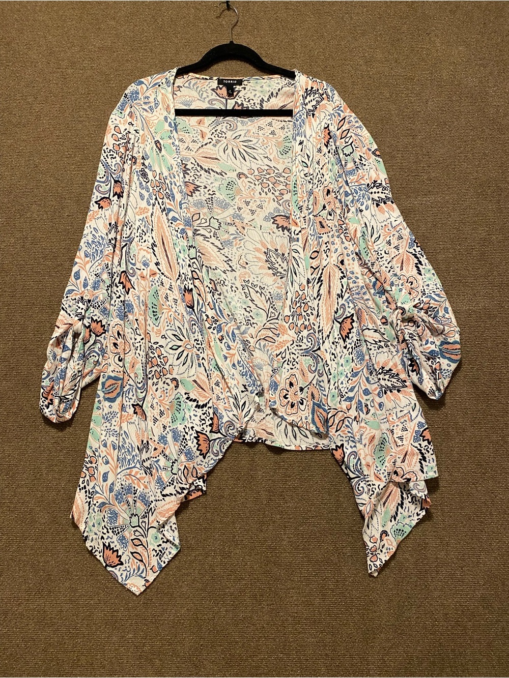 Torrid Floral Paisley Draped Kimono Cardigan Wrap Women’s Plus Size 4X